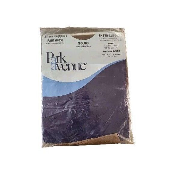 Vintage Park Avenue Pantyhose Sheer Support Medium Beige Long Fits 5'7" - 6'0" - Picture 1 of 4